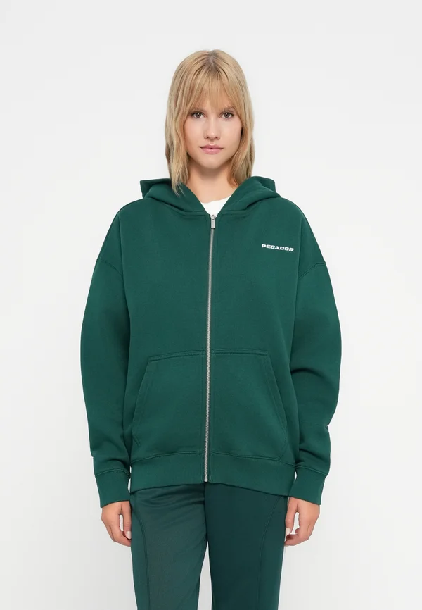 CLARITA OVERSIZED - Sweatjacke - washed dark green/white