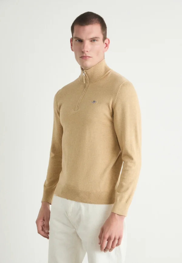 CLASSIC HALF ZIP - Strickpullover - khaki melange