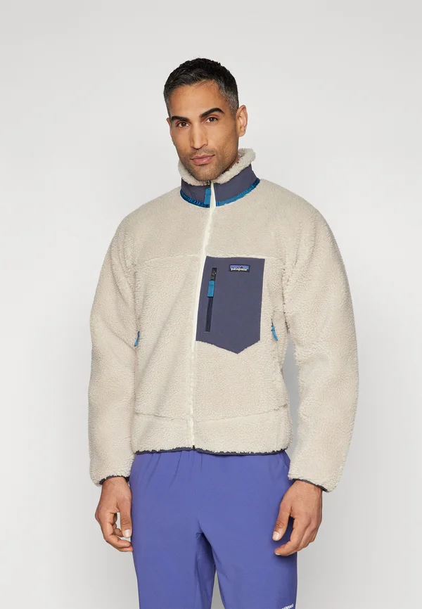 CLASSIC RETRO - Fleecejacke - natural/smolder blue