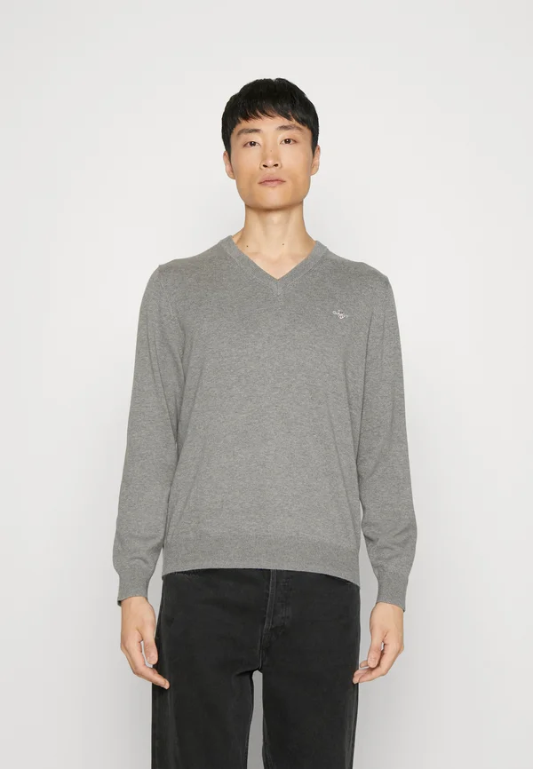 CLASSIC V NECK - Strickpullover - dark grey melange
