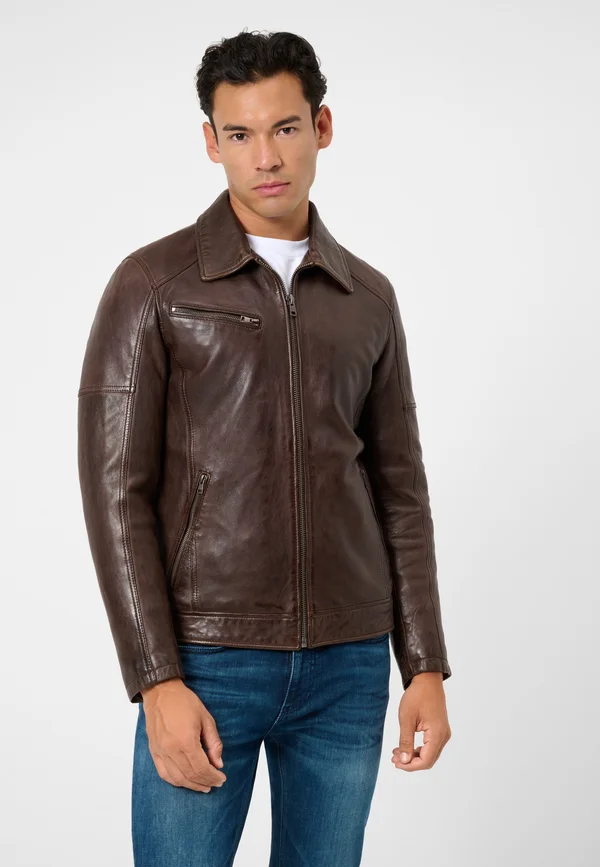 CLAUDE - Lederjacke - braun