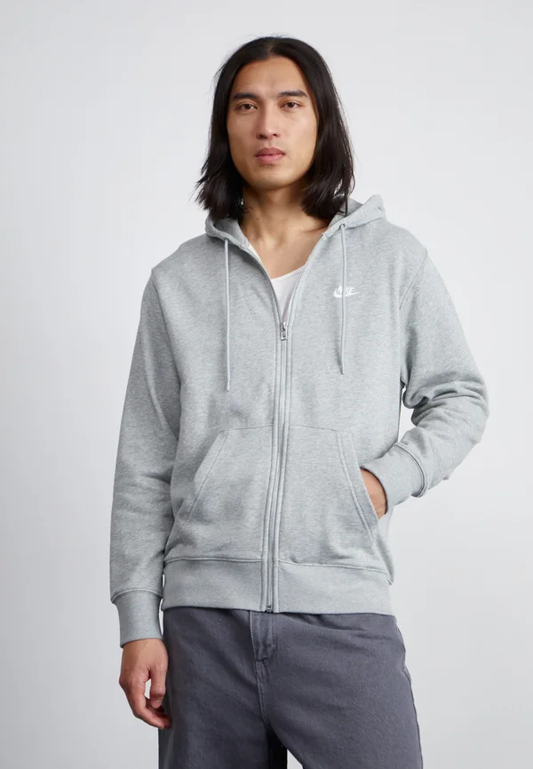 CLUB HOODIE - Sweatjacke - dark grey heather/light smoke grey/white