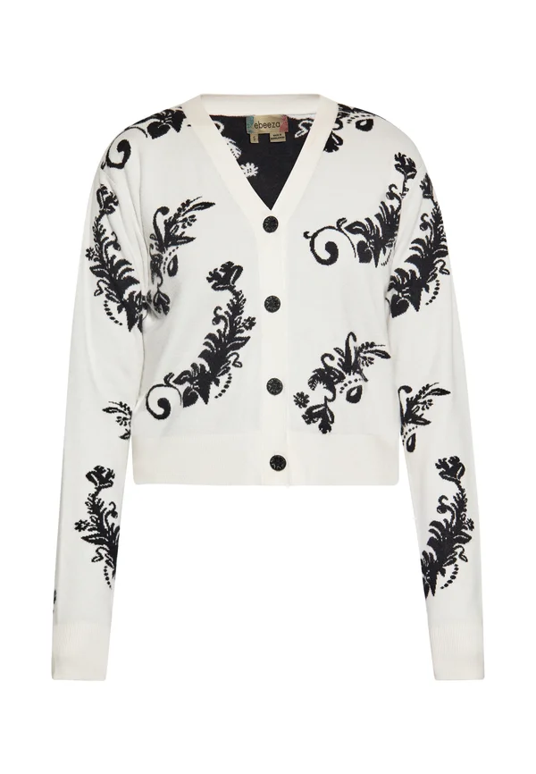 CO-BRANDED WITH EBEEZA - Strickjacke - wollweiss schwarz