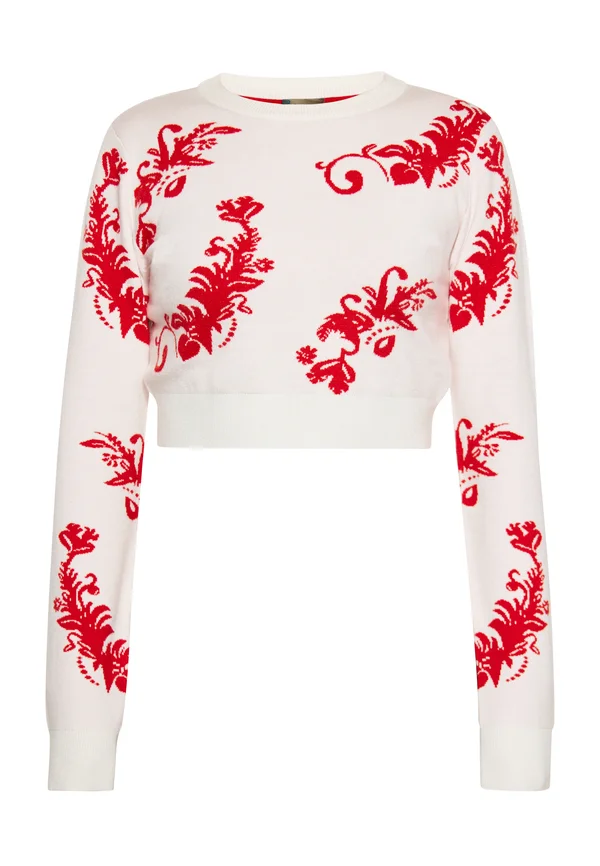 CO-BRANDED WITH EBEEZA - Strickpullover - wollweiss rot