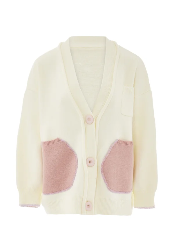 CO-BRANDED WITH IMMY - Strickjacke - wollweiss/pink