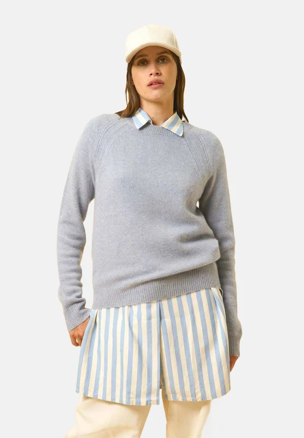 COL ROND - Strickpullover - ivory blue