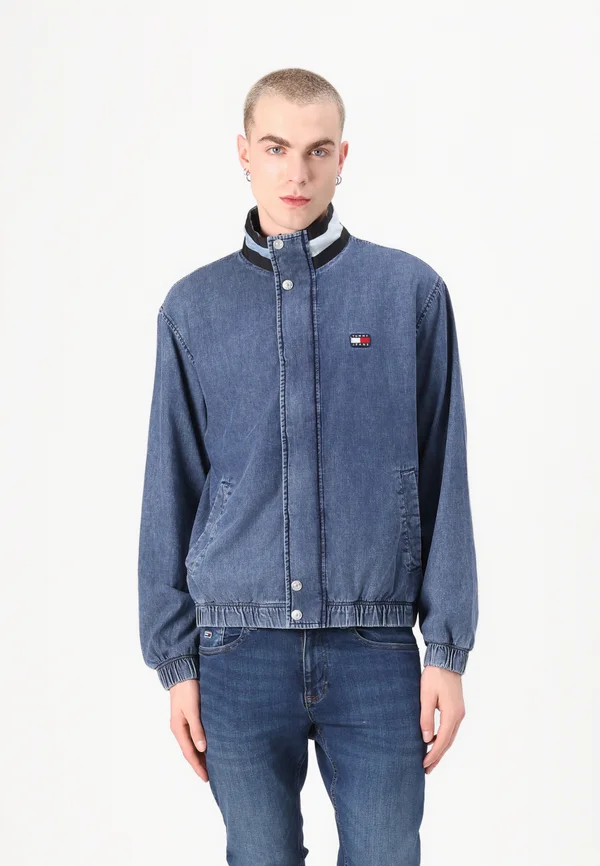 COLLAR JACKET - Jeansjacke - denim medium