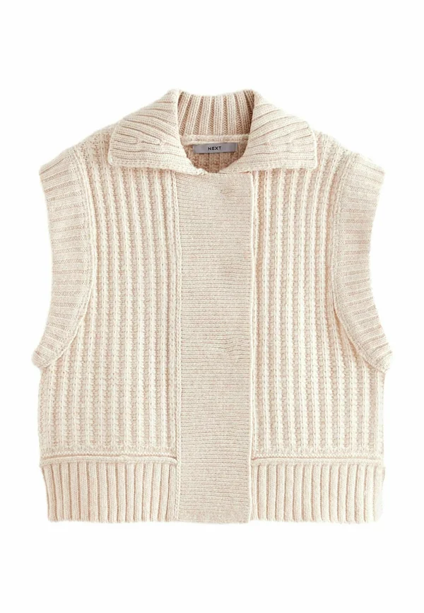COLLARED BUTTON UP SLEEVELESS  - Strickjacke - white ecru