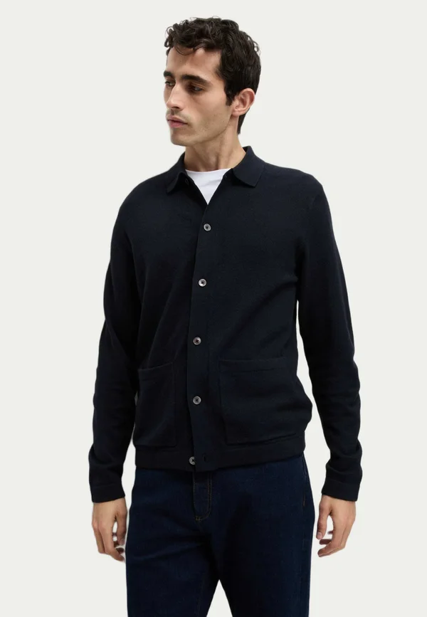 COLLARED - Strickjacke - dark navy