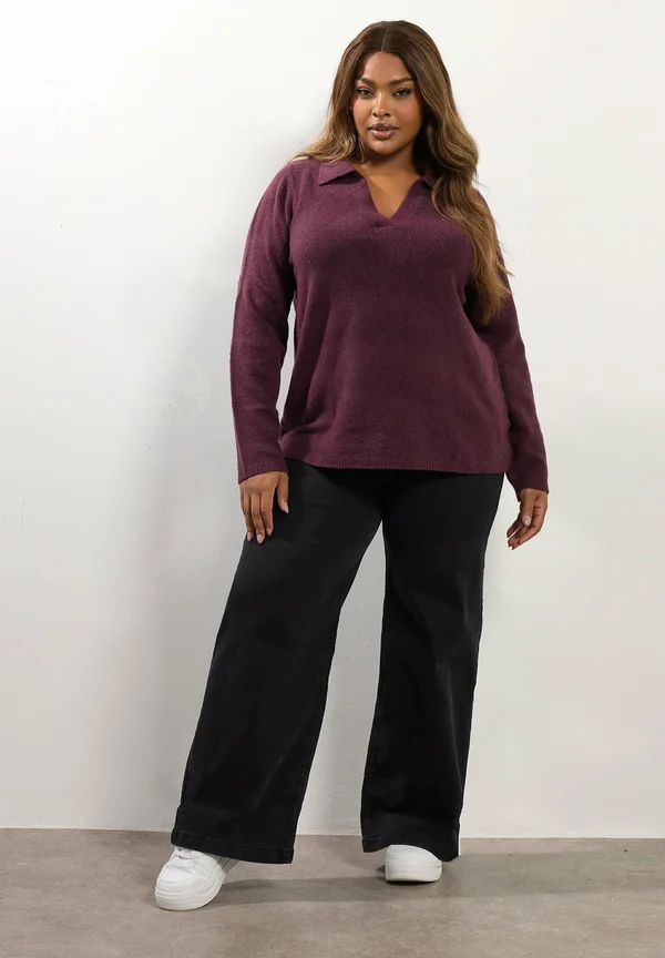 COLLARED  - Strickpullover - burgundy