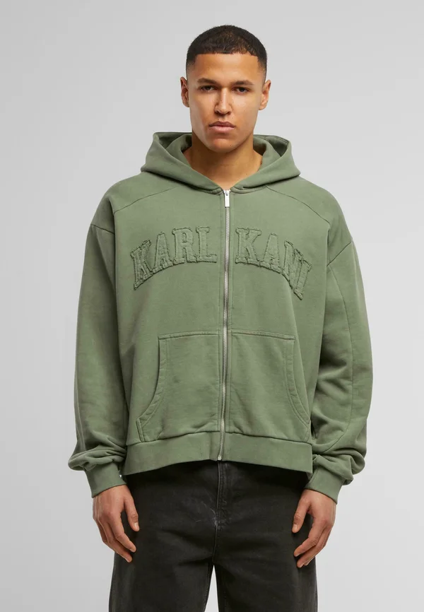 COLLEGE HEAVY CROP  - Sweatjacke - olive