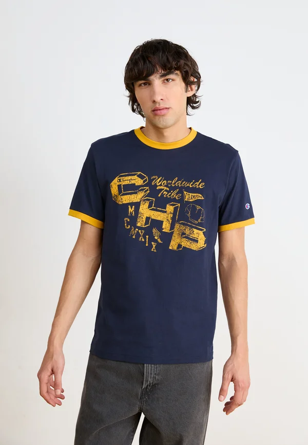 COLLEGE RINGER - T-Shirt print - dark blue/yellow