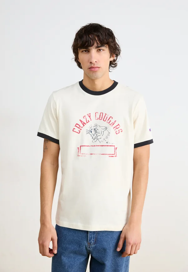 COLLEGE RINGER - T-Shirt print - off-white/dark blue