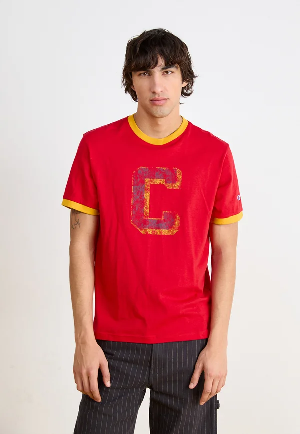 COLLEGE RINGER - T-Shirt print - red/yellow
