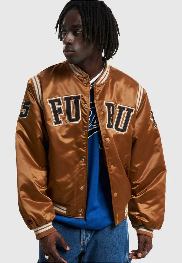 COLLEGE SATIN VARSITY - Bomberjacke - brown black creme