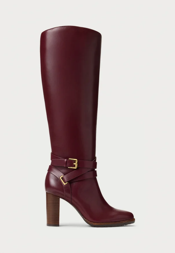 COLLINS CALFSKIN TALL BOOT HEEL - High Heel Stiefel - dark garnet