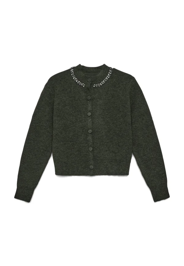 COLLO STRASS - Strickjacke - verde militare