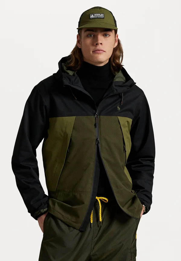 COLOR BLOCKED HOODED JACKET - Übergangsjacke - new olive/armadillo