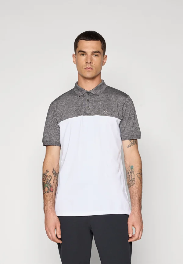 COLOUR BLOCK - Poloshirt - charcoal/white