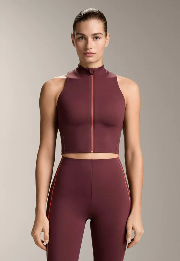 COMPRESSIVE ZIP - Top - mottled brown