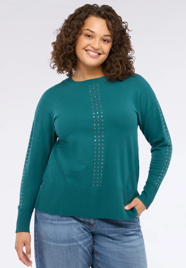 CON APPLICAZIONI BRILLANTI - Strickpullover - ottanio