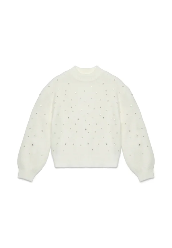CON APPLICAZIONI STRASS - Strickpullover - bianco lana