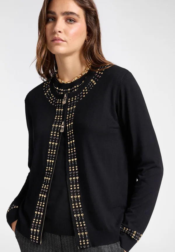 CON BORCHIE - Strickjacke - nero