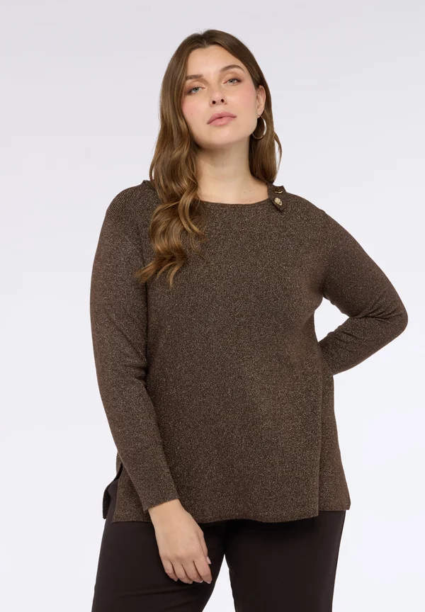 CON BOTTONI - Strickpullover - marrone
