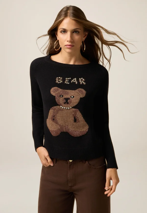 CON CASTONI - Strickpullover - nero