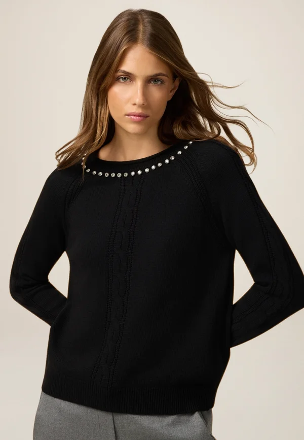 CON CASTONI - Strickpullover - nero