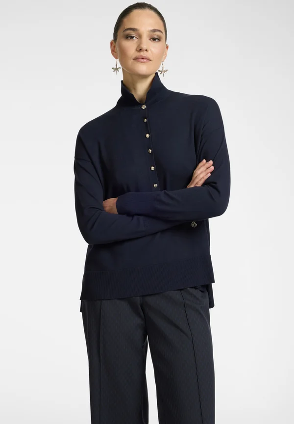 CON COLLETTO - Strickpullover - blu