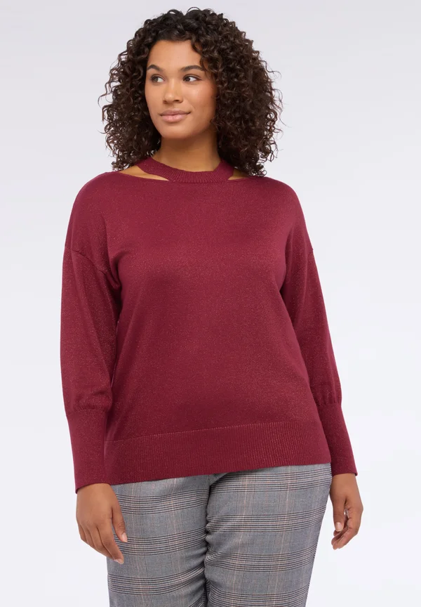 CON DETTAGLI CUT OUT - Strickpullover - bordeaux