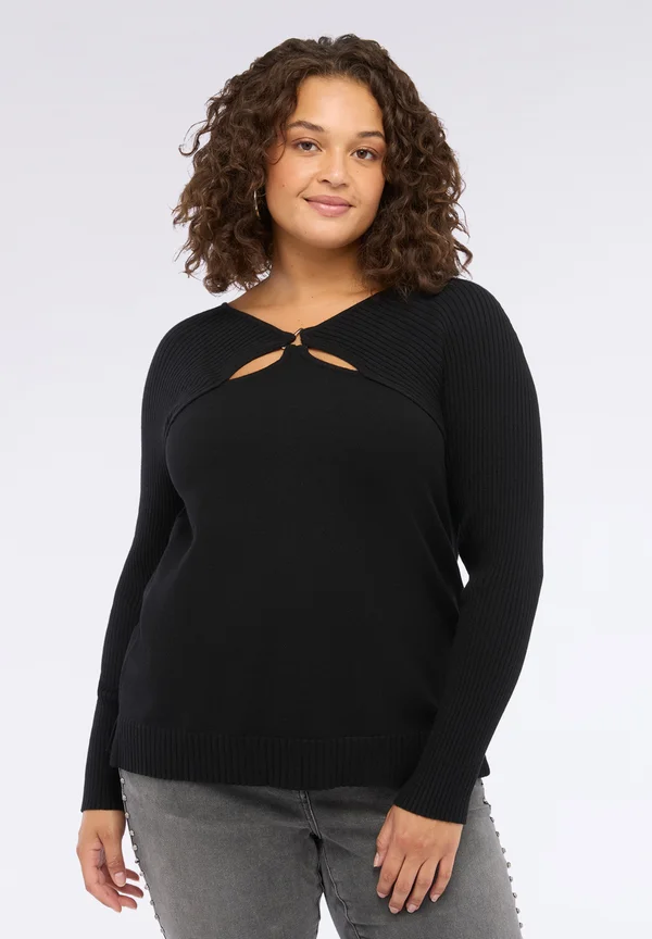 CON DETTAGLI CUT-OUT - Strickpullover - nero