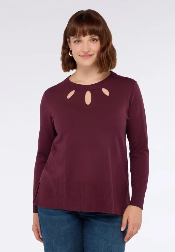 CON DETTAGLI CUT OUT SUL GIROCOLLO - Strickpullover - bordeaux