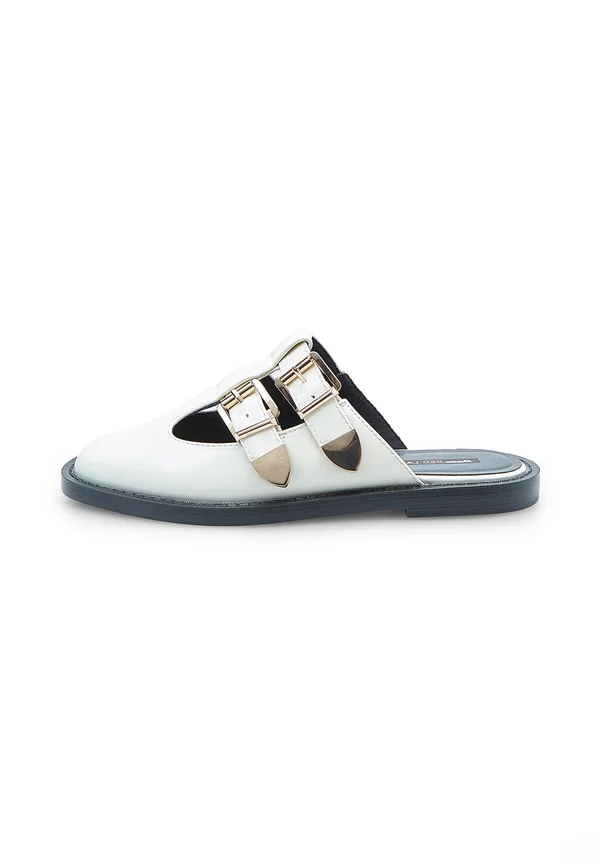 CON DOPPIA FIBBIA LABEL - Pantolette flach - bianco