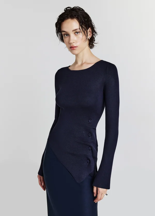 CON DRAPPEGGIO - Strickpullover - blu notte