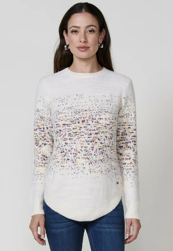 CON ESCOTE REDONDO
 - Strickpullover - white