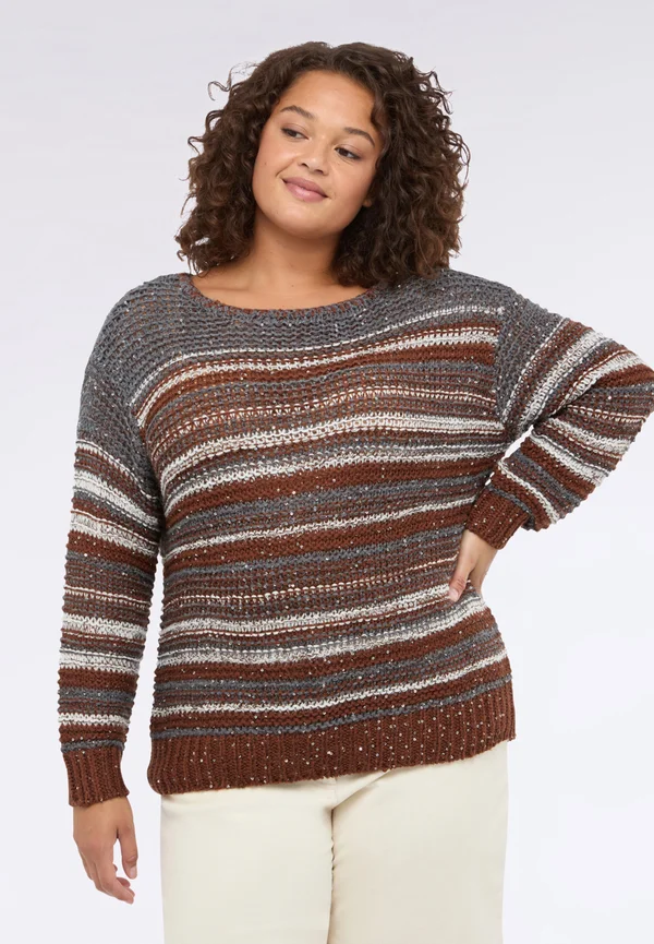 CON LAVORAZIONE A RIGHE E PAILLETTES - Strickpullover - grigio