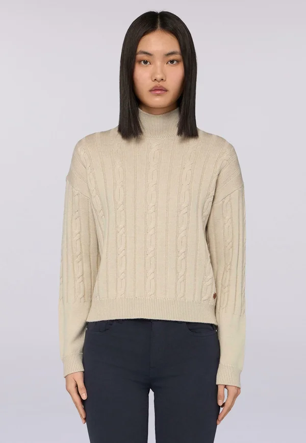 CON LAVORAZIONE A TRECCE - Strickpullover - cream pisa