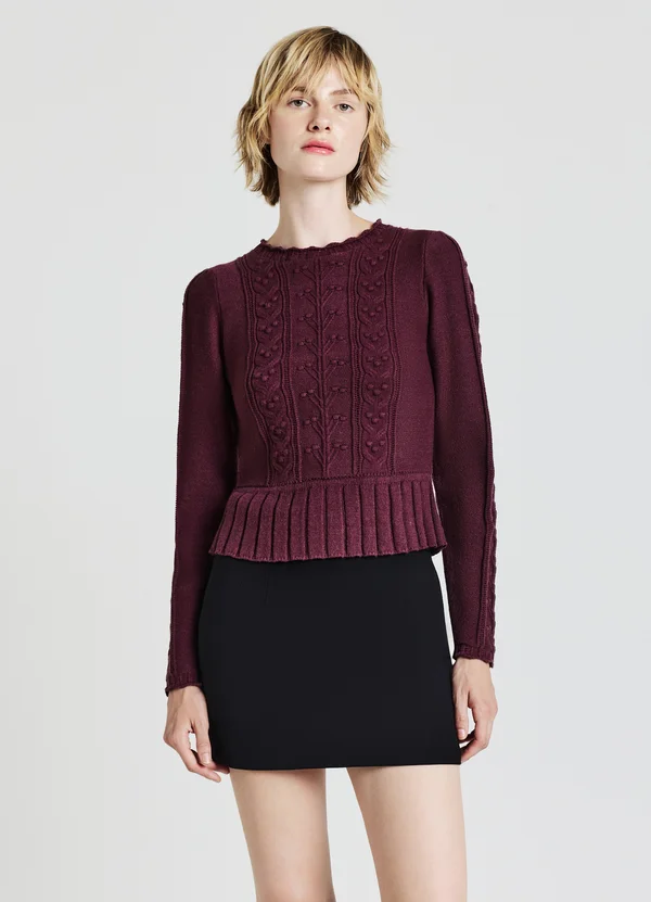 CON LAVORAZIONE - Strickpullover - bordeaux