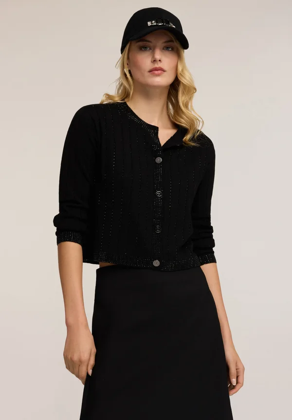 CON STRASS - Strickjacke - nero
