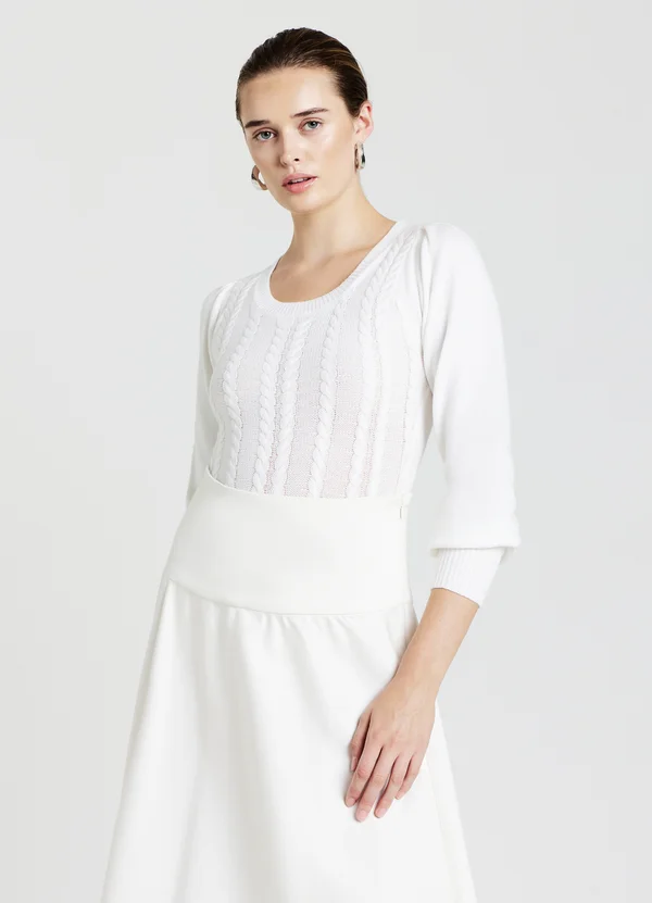CON TRECCE - Strickpullover - bianco lana