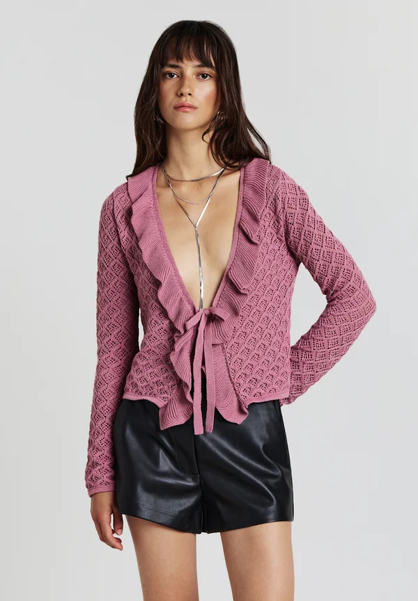 CON VOLANT - Strickjacke - rosa antico