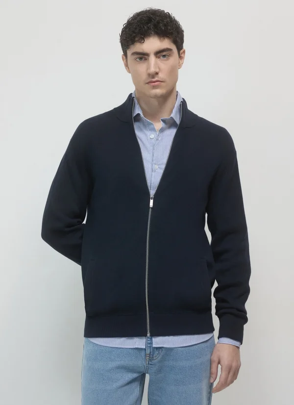 CON ZIP - Strickjacke - blu calliope
