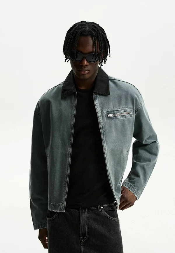 CONTRAST COLLAR - Jeansjacke - black
