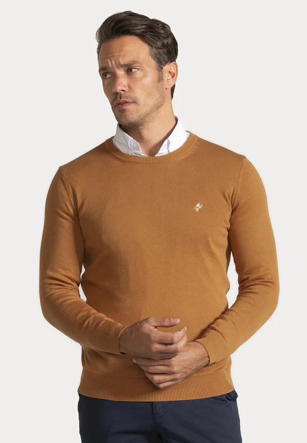 CONTRAST INSIDE STRIPED - Strickpullover - latte brown