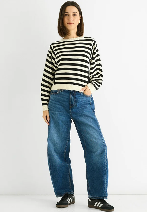 CONTRAST STRIPE LOOSE FIT - Strickpullover - white