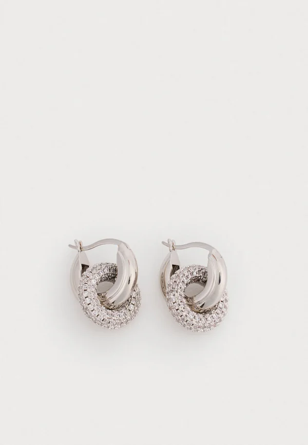 CORE THE PAVE INTERLOCK HOOPS - Ohrringe - silver-coloured