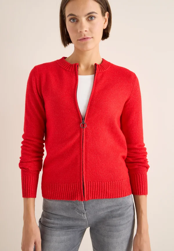 COSY MIT ZIPPER - Strickjacke - rot