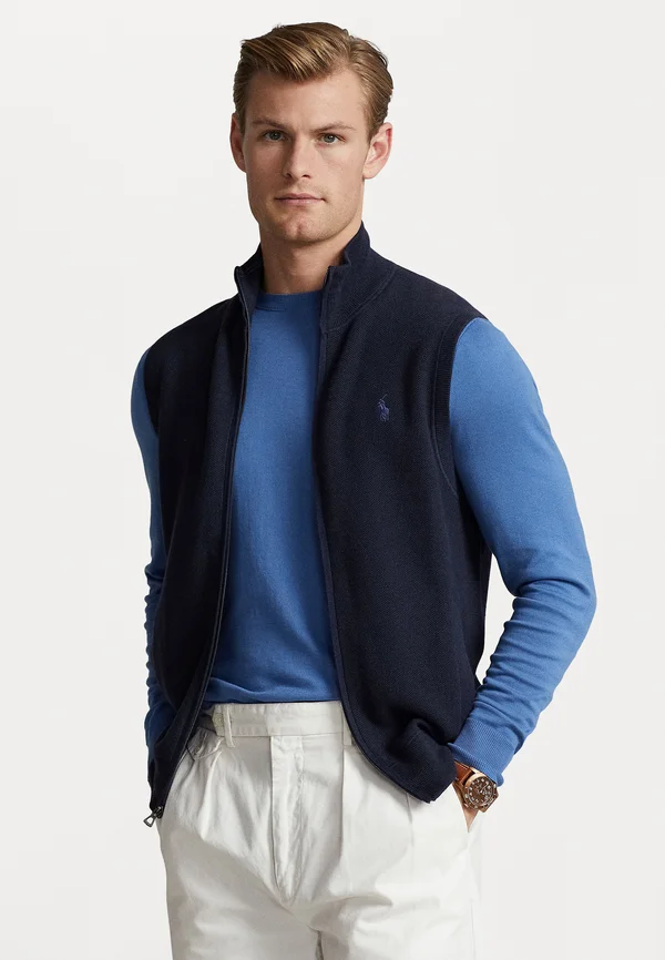 COTTON FULL ZIP SWEATER VEST - Weste - navy heather